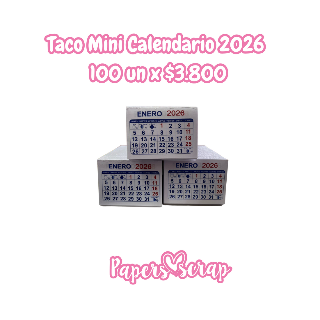 Taco calendario 2026 100 unidades