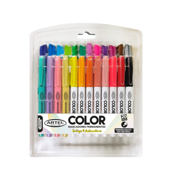 Marcadores Permantes 20 unidades + 4 destacadores