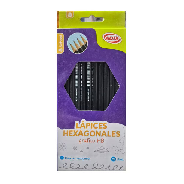 Caja lapiz Grafito Hb N° 2 Hexagonal Adix 12 Unidades
