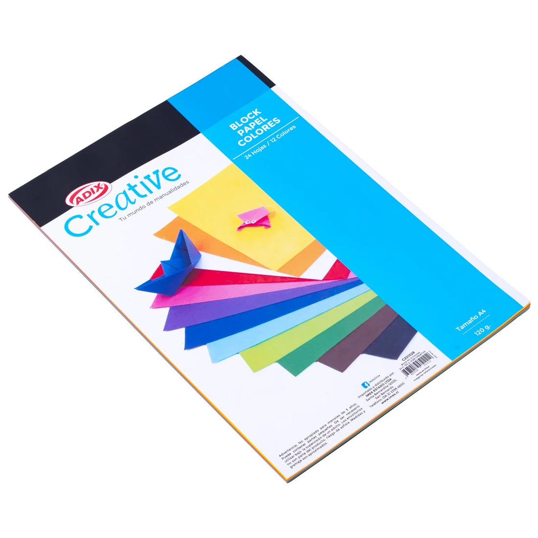 Block papel de colores A4 Adix 24 hojas