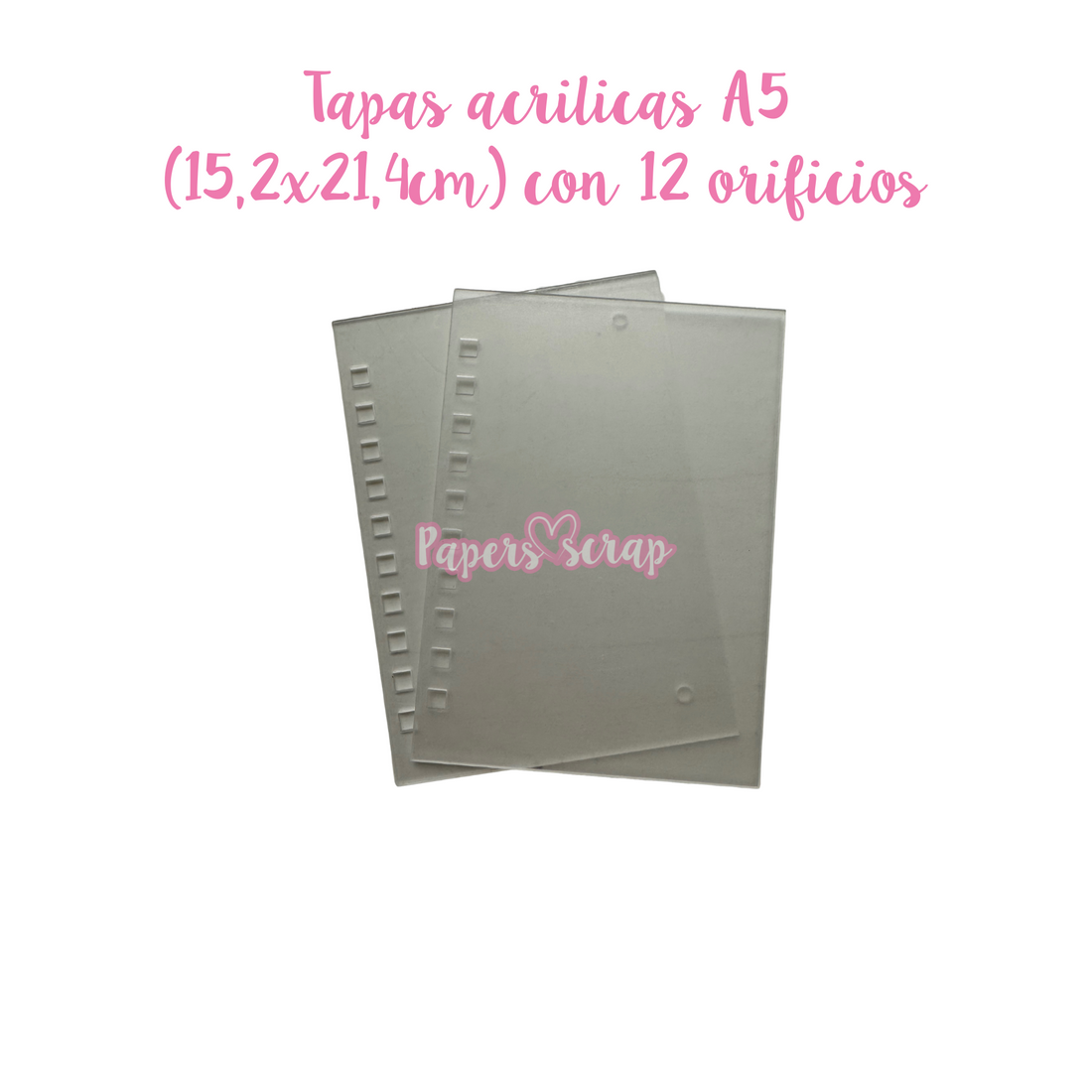 Set tapas acrilicas A5 con 12 orificios