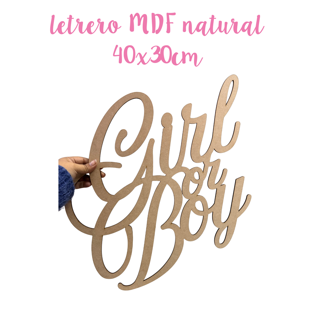 letrero girl or boy mdf natural 3mm
