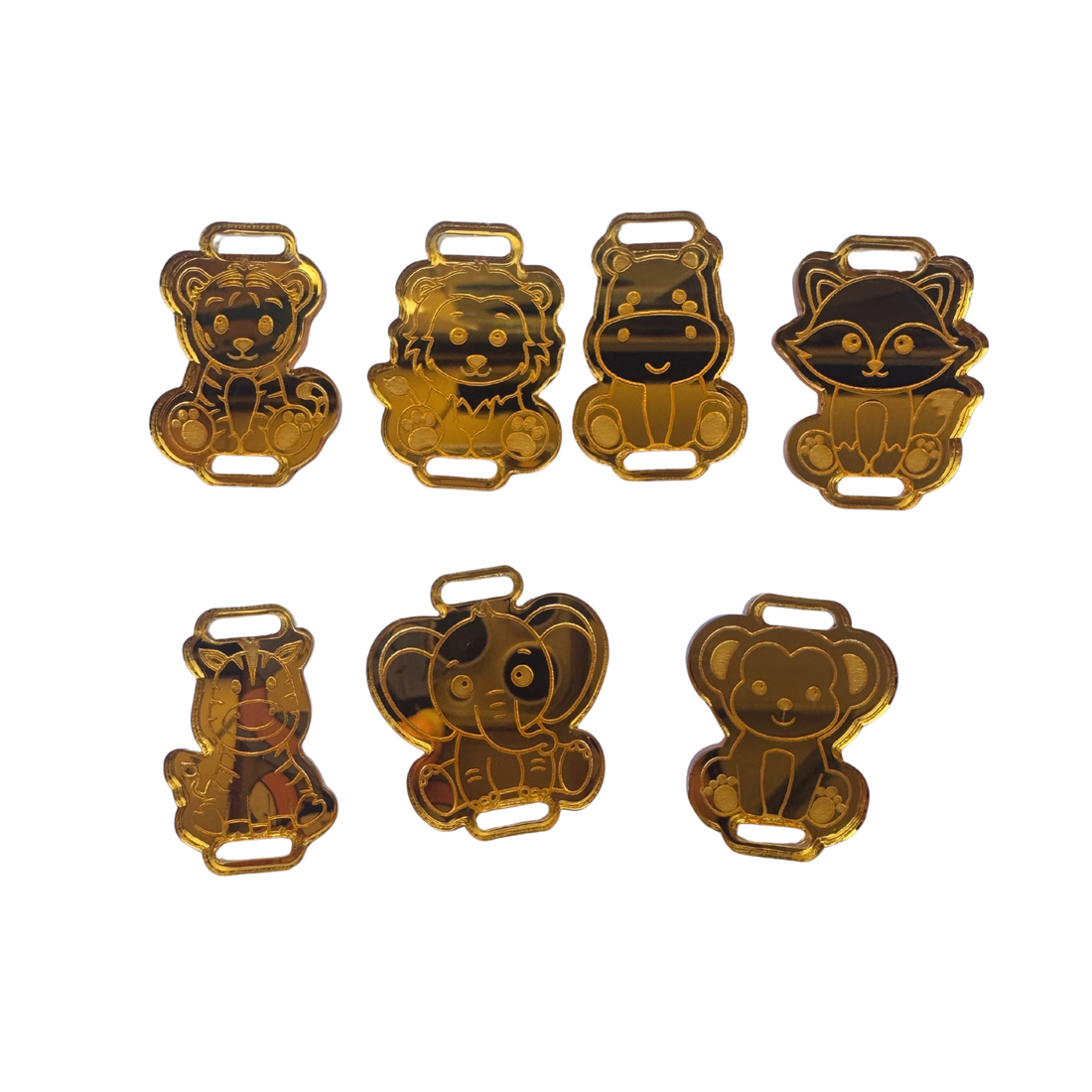 dijes acrilico dorado animales bebes 12 unidades