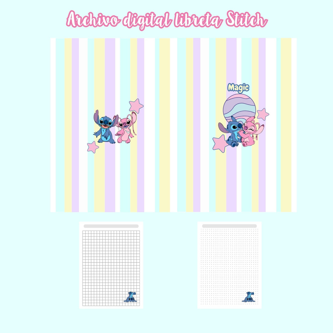 Archivo digital portada stitch libreta tamaño A6