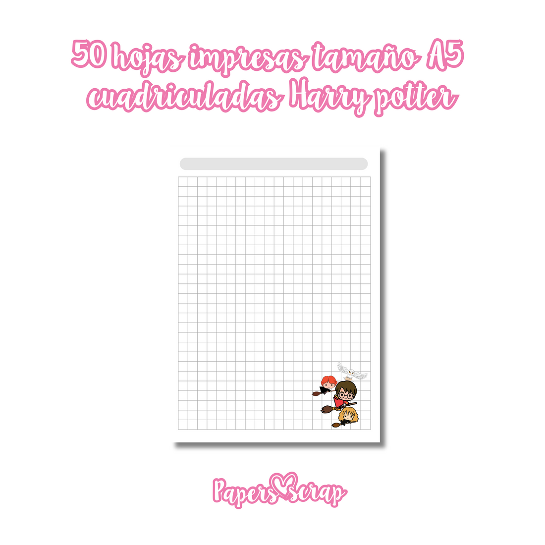 50 hojas impresas A5 106gr Harry potter