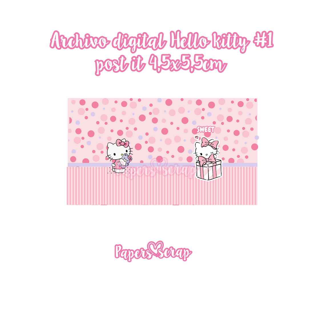 Archivo digital porta post it 4,5x5,5cm Hello kitty