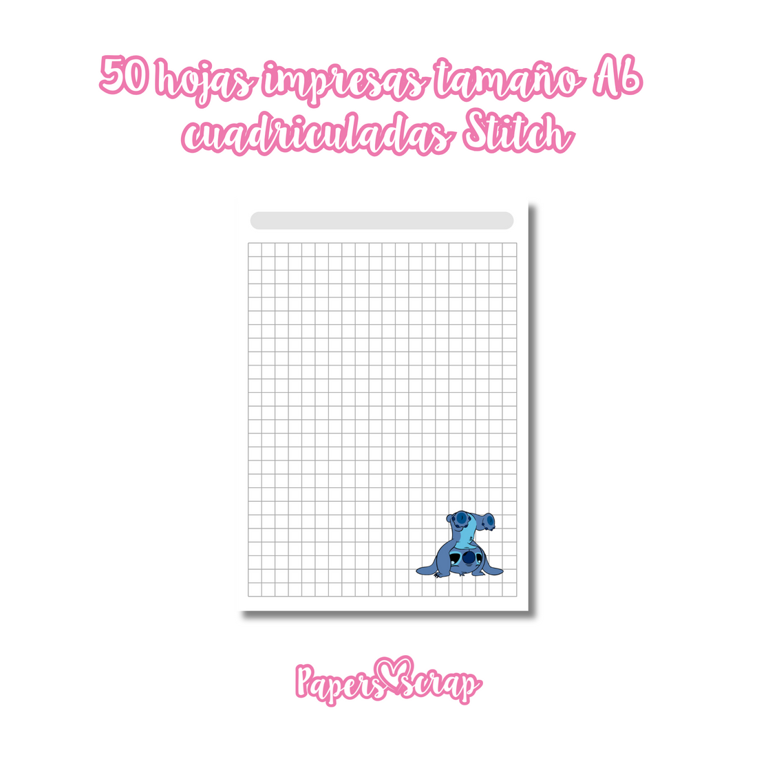 50 hojas impresas A6 106gr cuadriculada