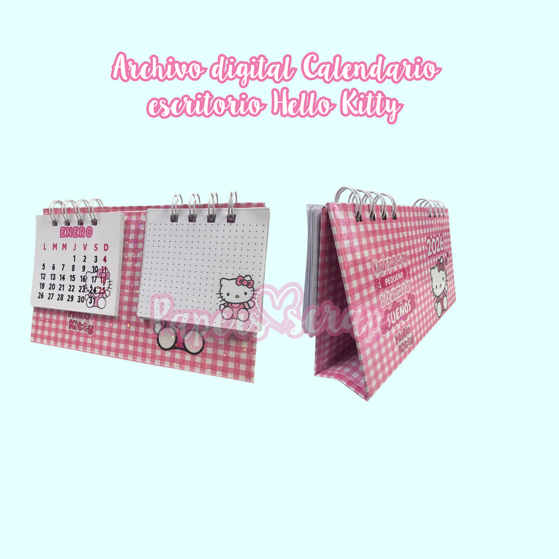 Archivo digital 18x11cm calendario escritorio hello kitty 2026