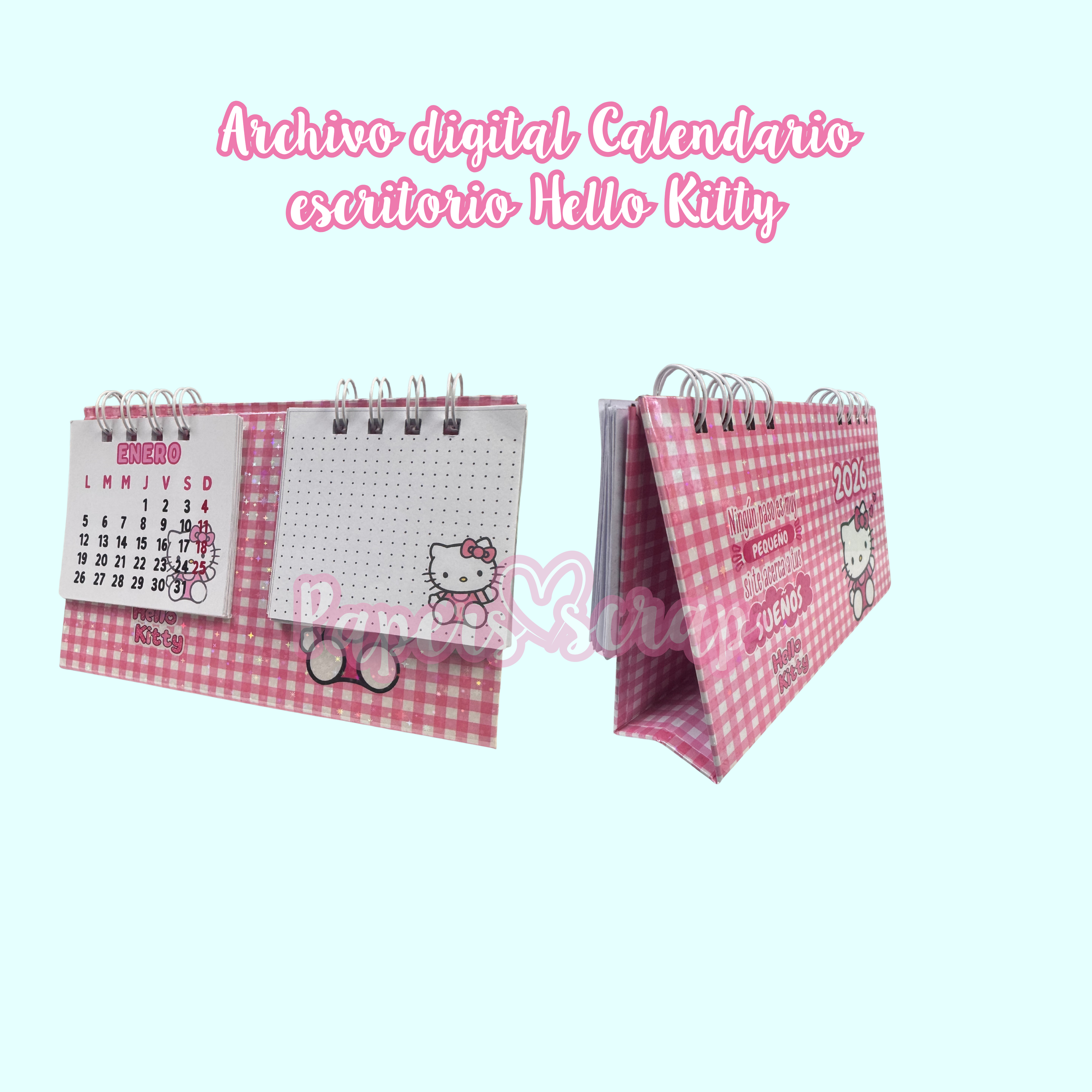 Archivo digital 18x11cm calendario escritorio hello kitty 2026