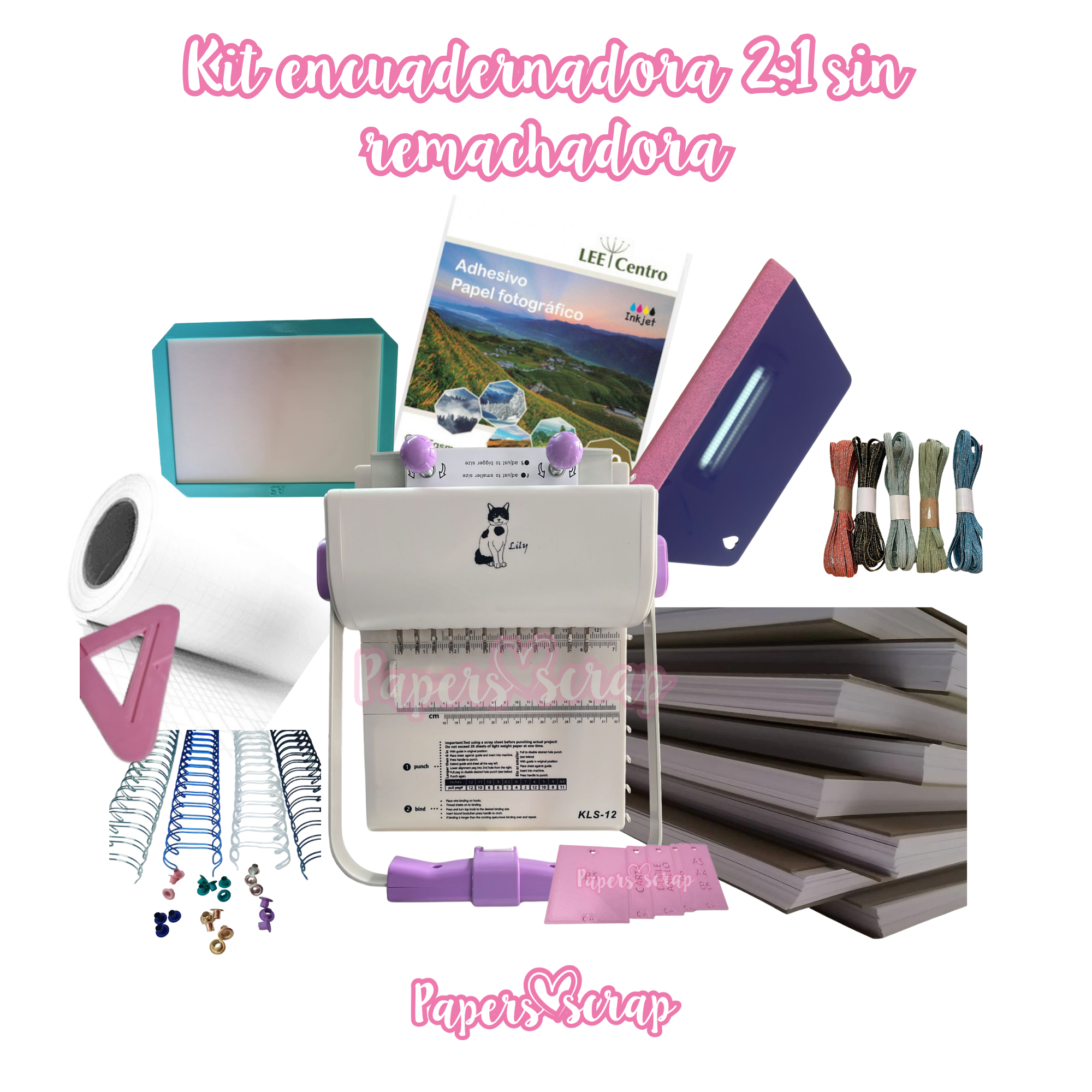 Kit encuadernadora paso 2:1 inicio sin remachadora