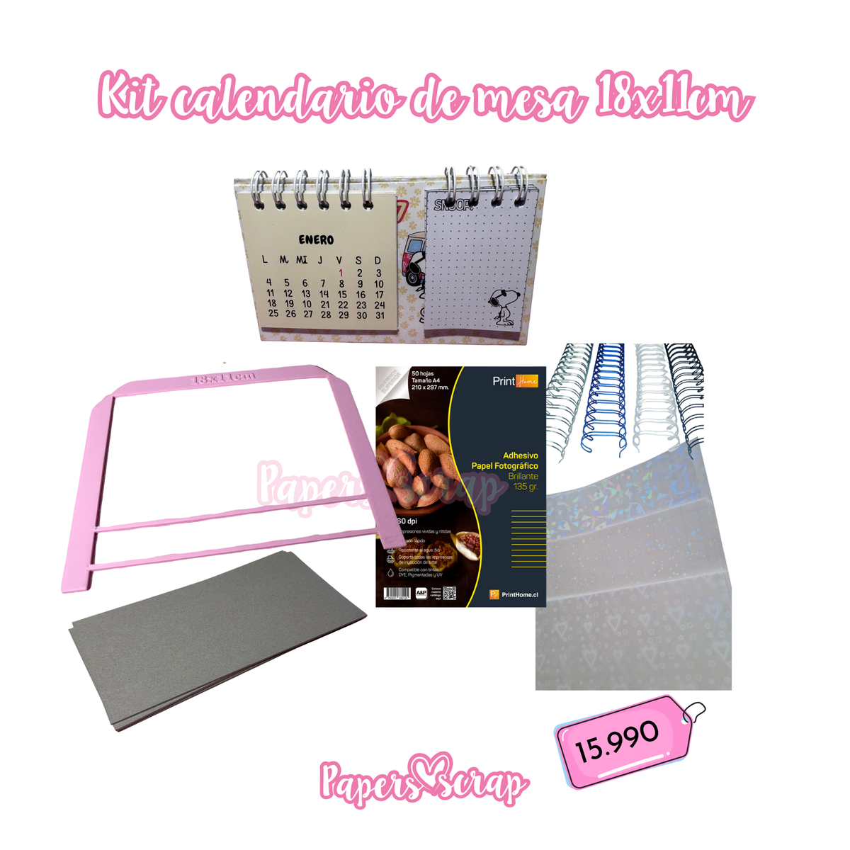Kit calendario de sobre mesa 18x11cm