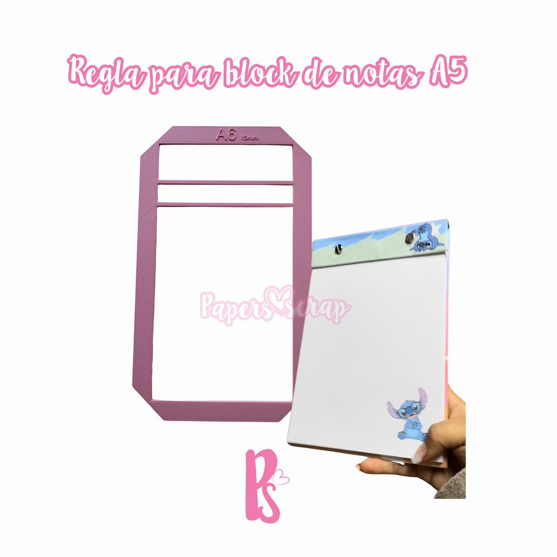 Regla para block de notas A5 (lomo de 1,5cm)