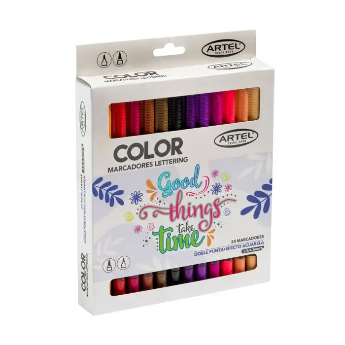 Estuche Marcadores Doble Punta 24 colores ARTEL