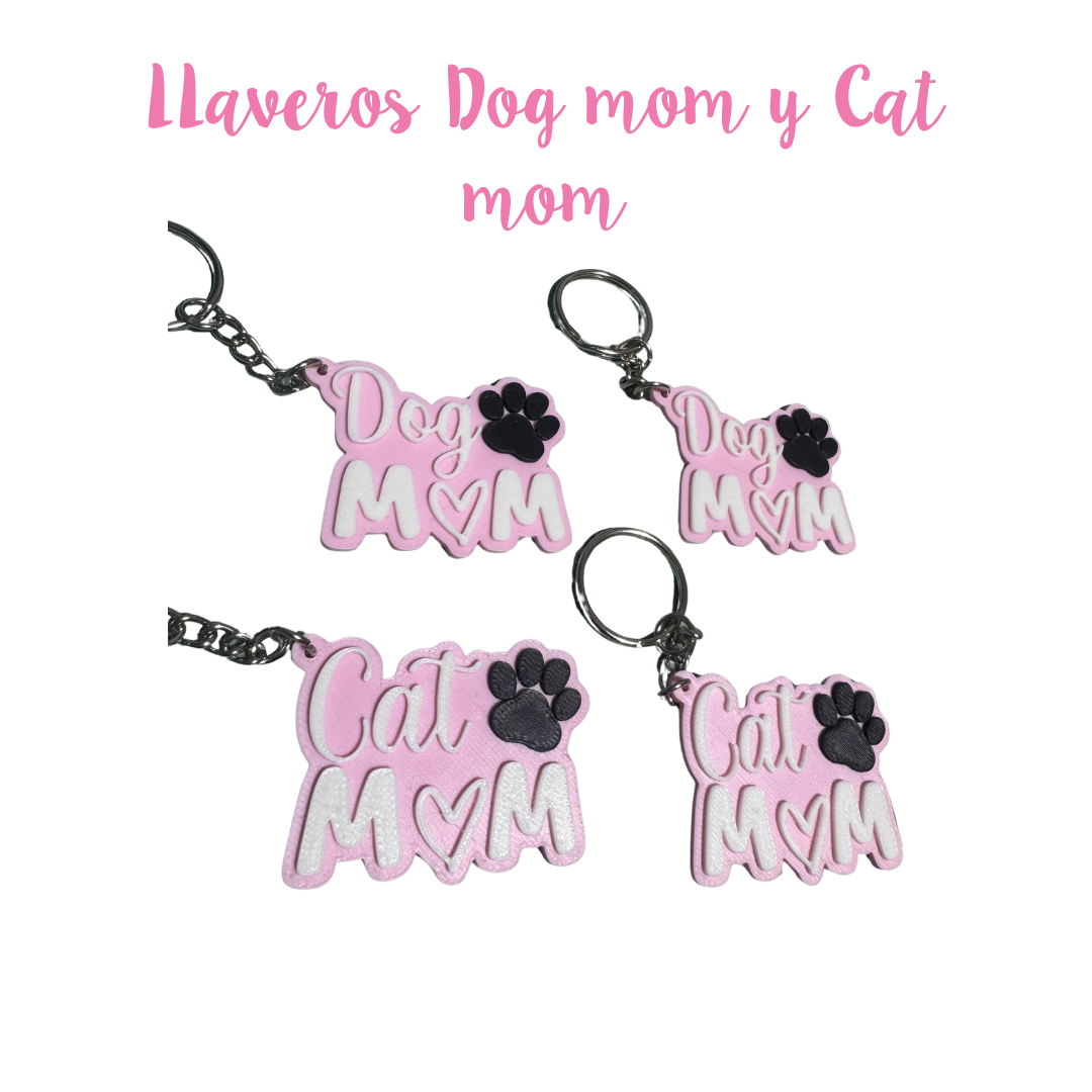 Llaveros Dog mom/ Cat mom 5 cm con argolla