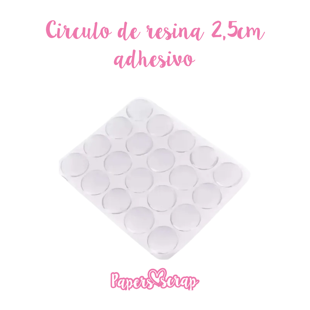 Circulo transparente de resina 2,5cm adhesiva