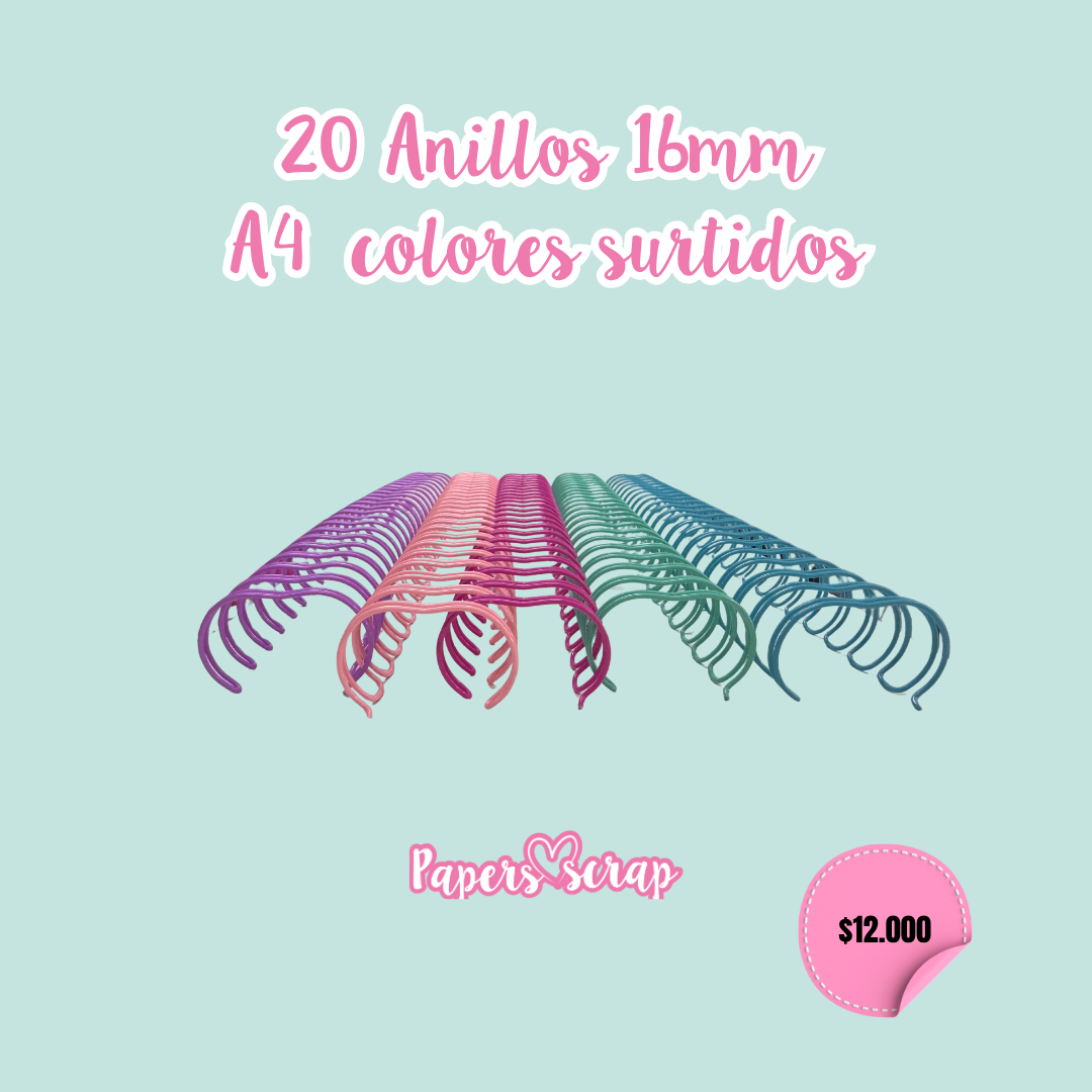 20 Anillos 16mm colores surtidos 2:1 A4