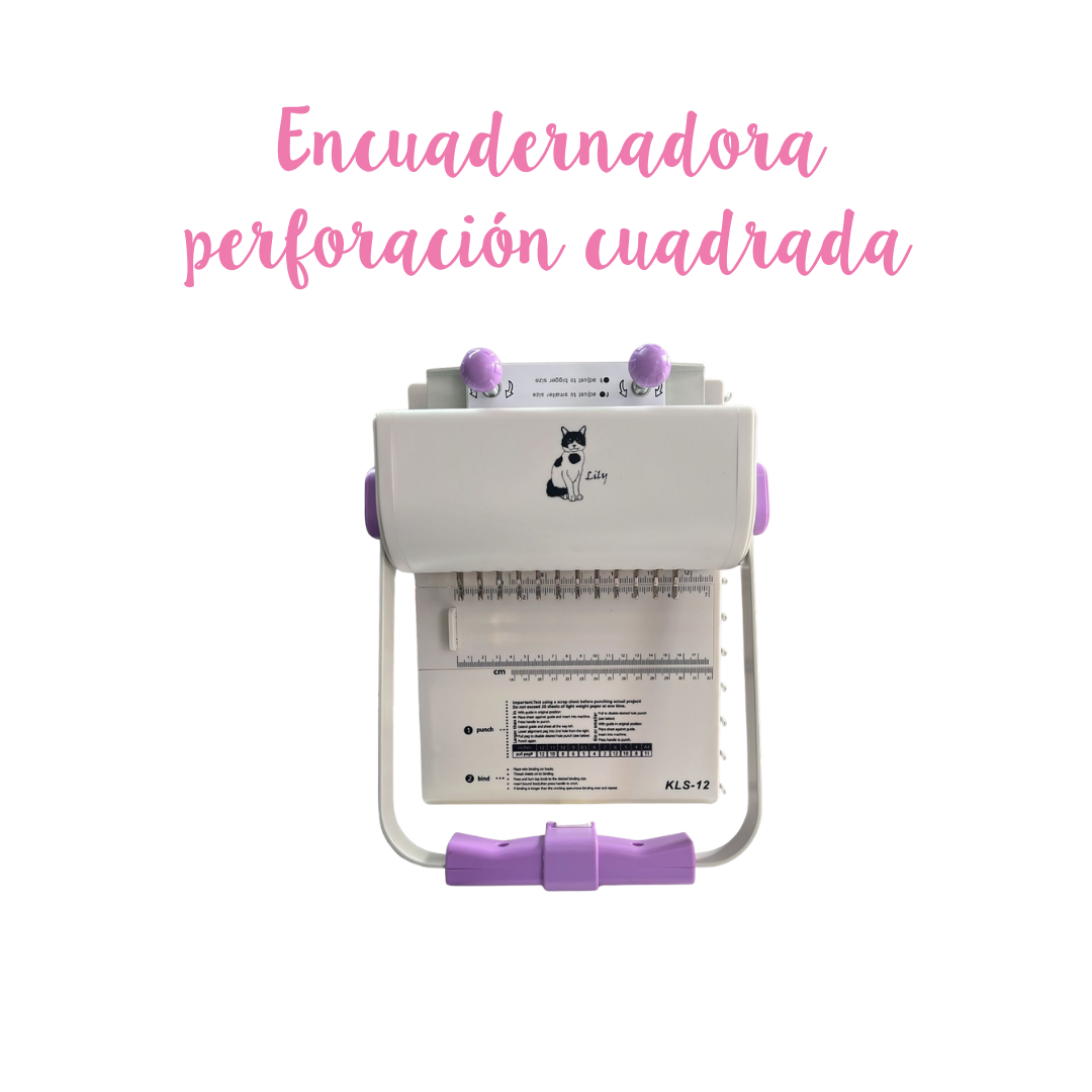 Encuadernadora paso 2:1 perforación cuadrada  y topes de regalo