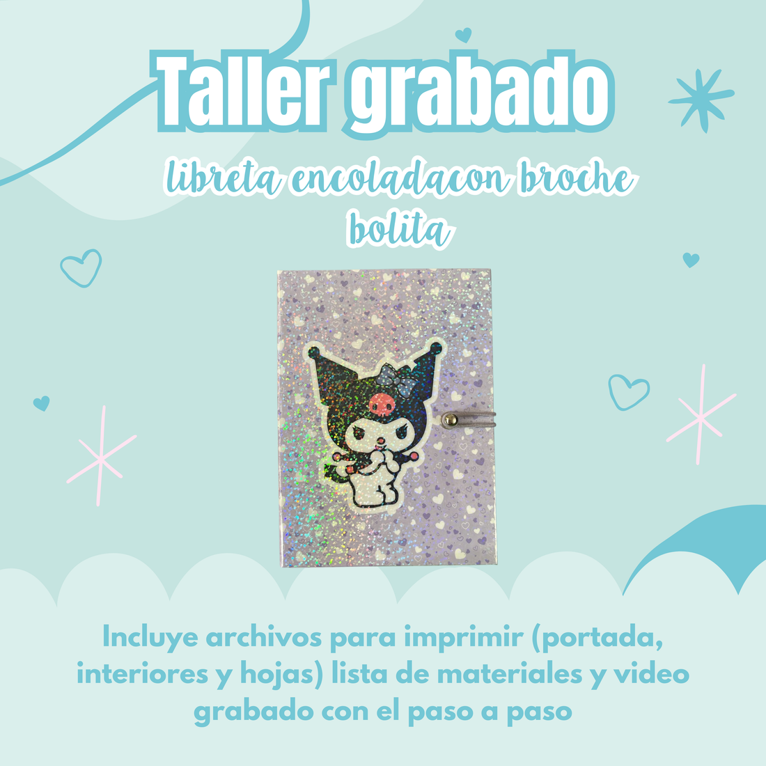 Taller pre grabado libreta encolada con broche bolita