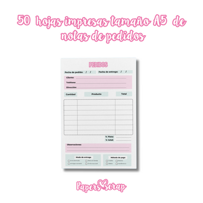 50 hojas impresas A5 106gr de pedidos &quot;1&quot;