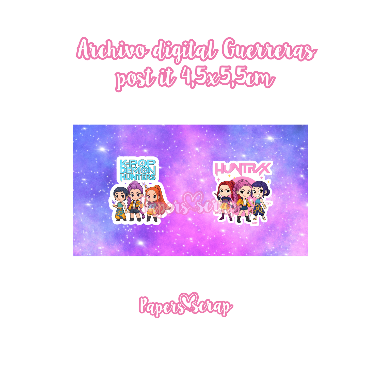 Archivo digital porta post it 4,5x5,5cm guerreras k-pop