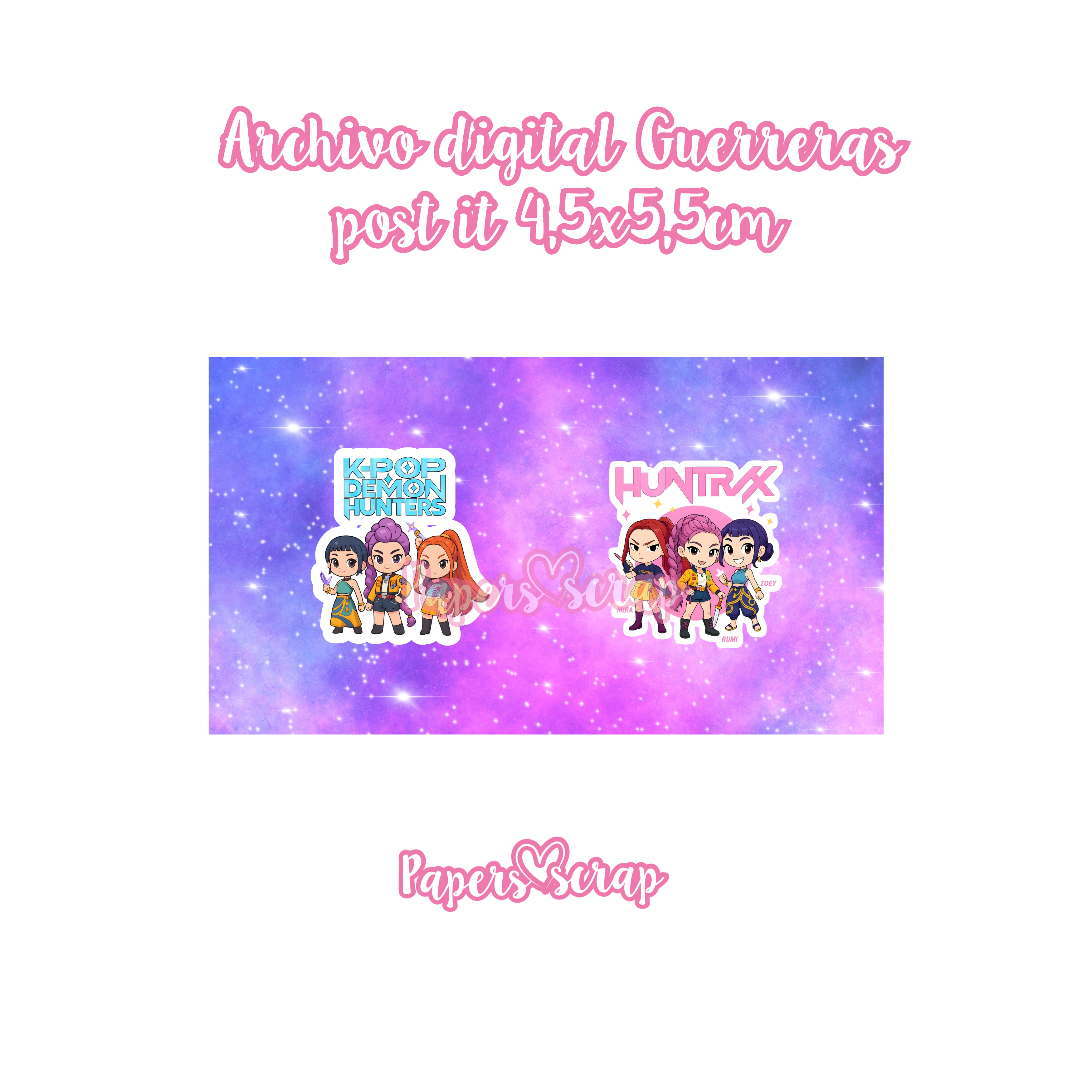 Archivo digital porta post it 4,5x5,5cm guerreras k-pop