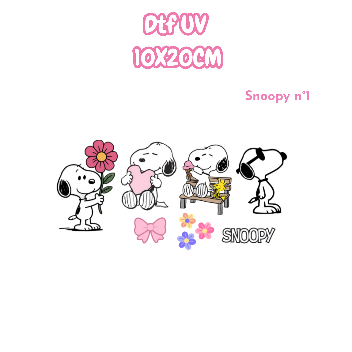 DTF UV 10x20cm Snoopy n°1