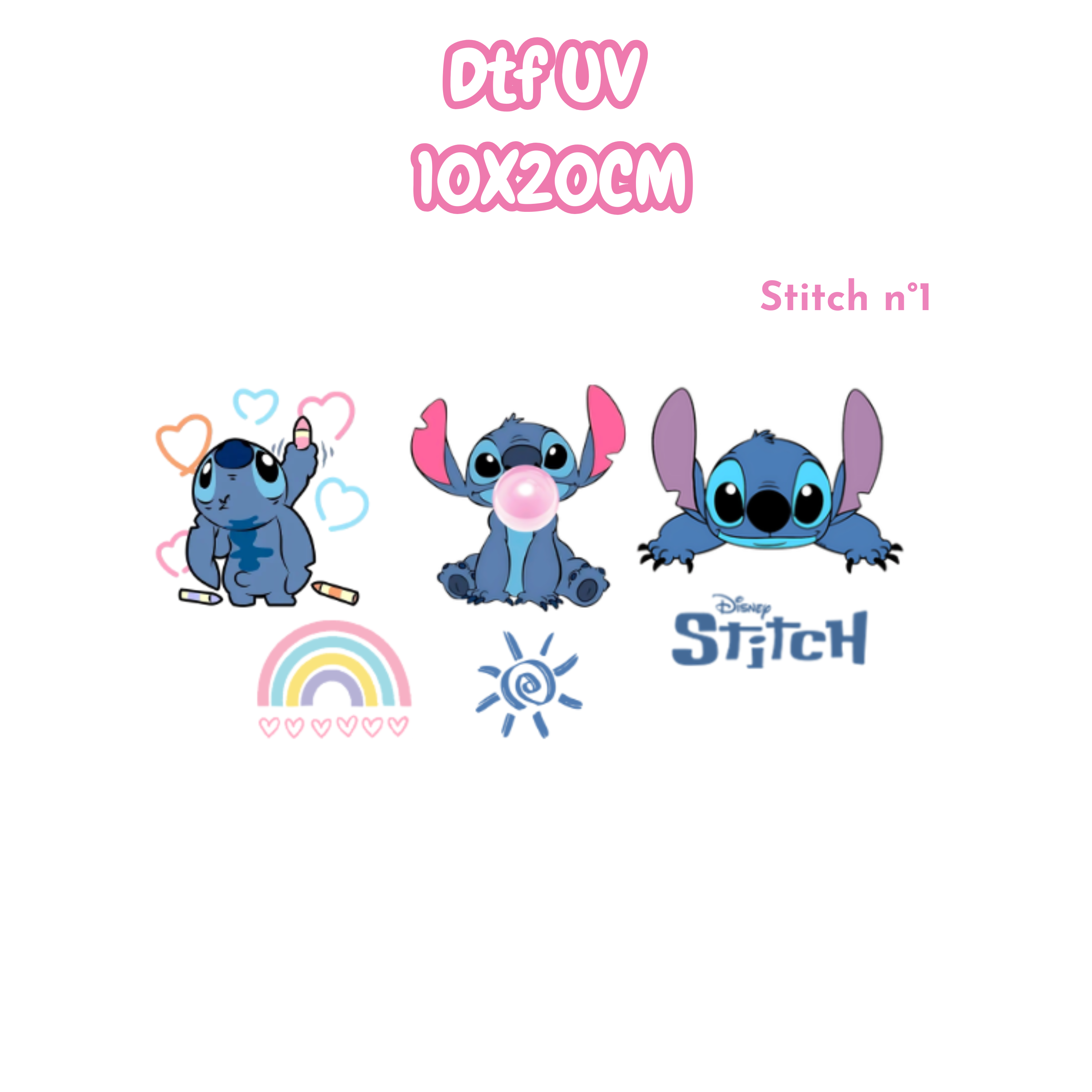 DTF UV 10x20cm Stitch n°1
